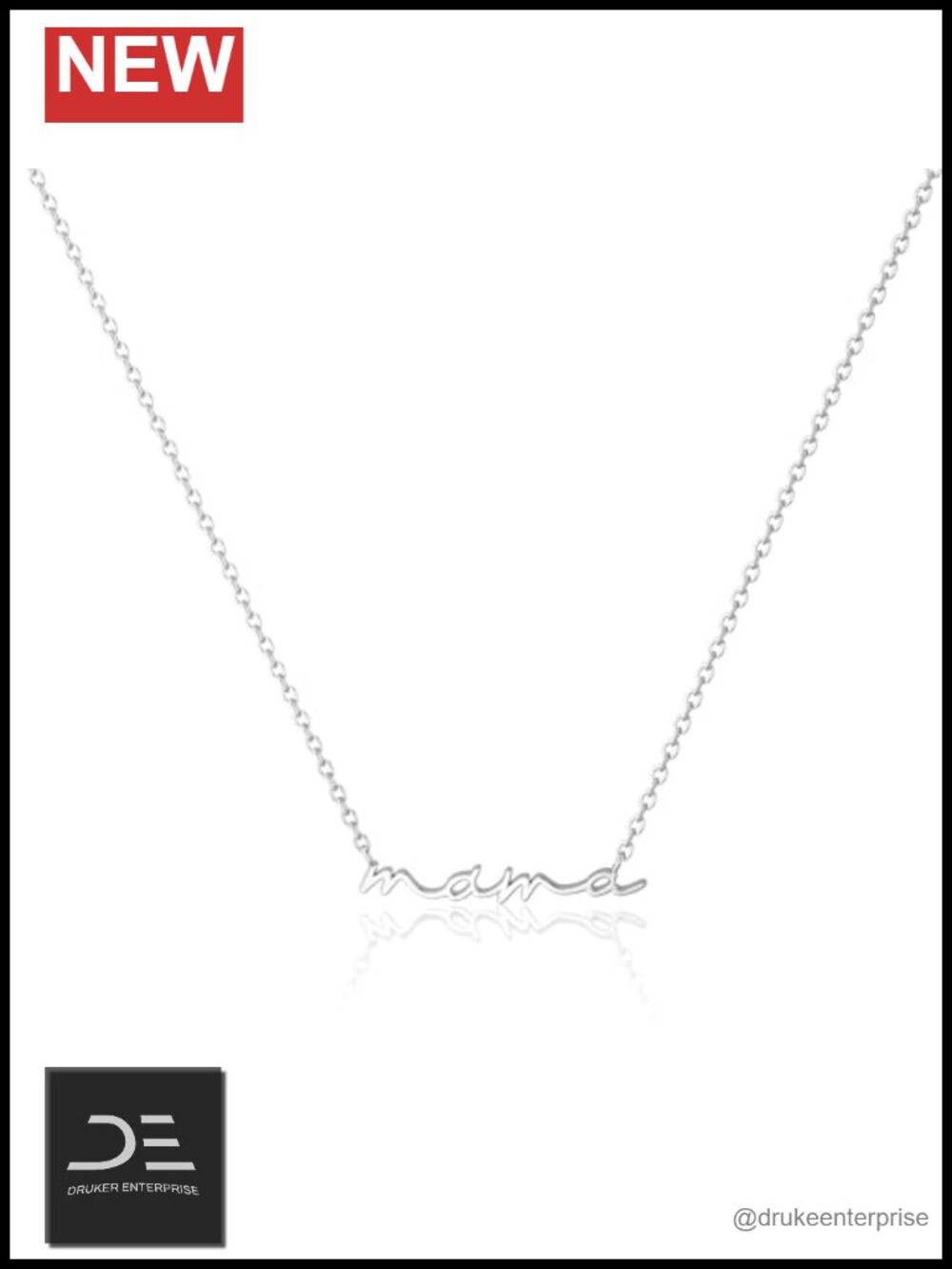 Dainty Mama Pendant Necklace for Women, Sterling Silver Mom Gift Jewelry